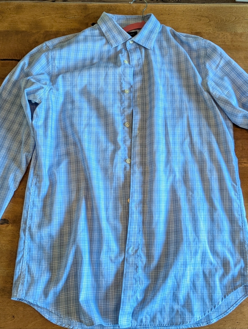 Men's Banana Republic Light Blue Plaid Button-Front Shirt Size Medium